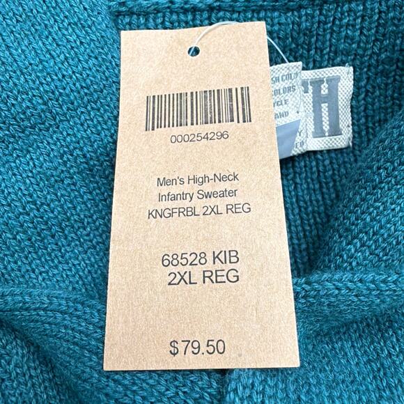 Duluth Trading Sweater Mens 2XL High Neck Infantry Wool Blend Shawl Collar Green - Picture 3 of 8